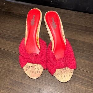 Charlotte Russe Red Cork Sole Sandals summer wedge y2k 5103